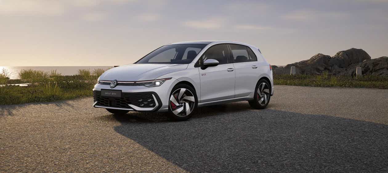 front three-quarter view of a Golf GTi