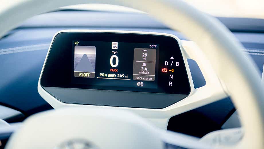 Digital dashboard display of a Volkswagen ID 4