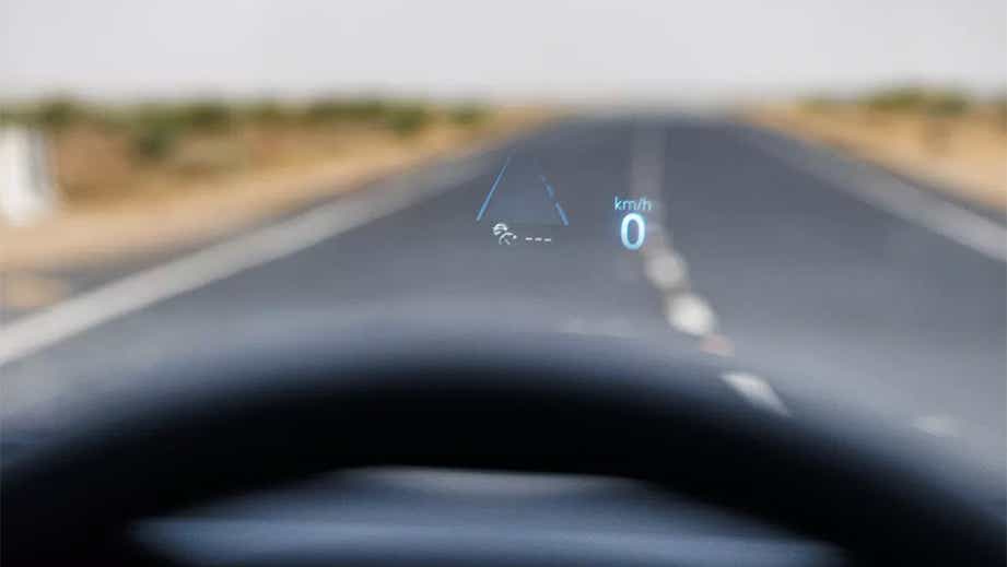 Head-up display view of a Volkswagen Tiguan