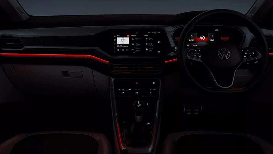 interior dashboard view of a Volkswagen Taigun