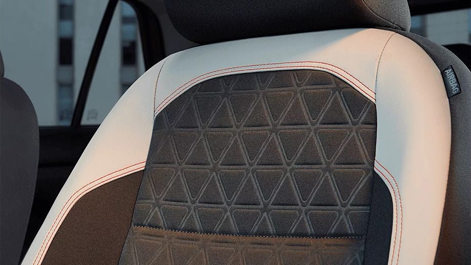 Close-up of a front seat of a Volkswagen Taigun