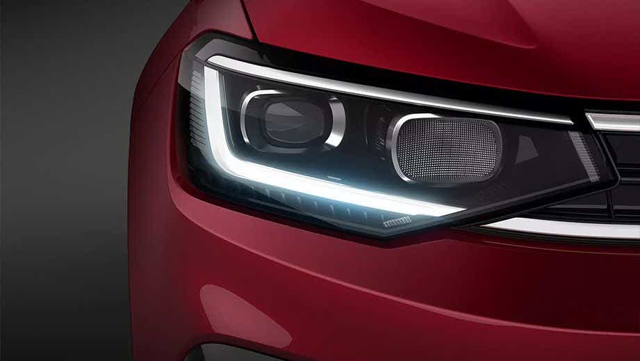 Headlight close-up of a Volkswagen Virtus