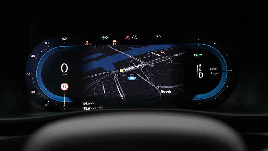 Digital driver display of a Volvo C40 Recharge