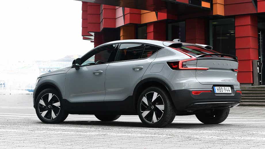 rear three-quarter of a Volvo C40 Recharge