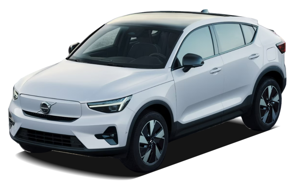 front three-quarter view of a Crystal White Volvo C40 Recharge