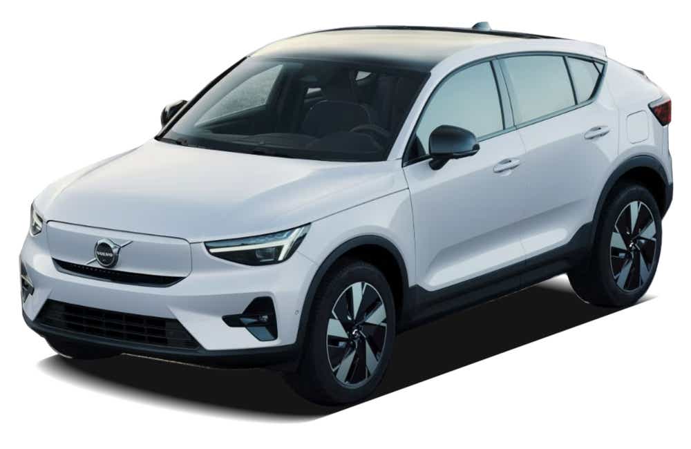 front three-quarter view of a Crystal White Volvo C40 Recharge