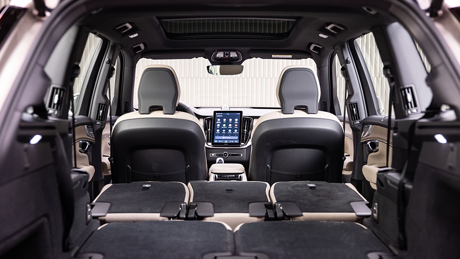 interior view of a Volvo XC90 with rear seats folded down