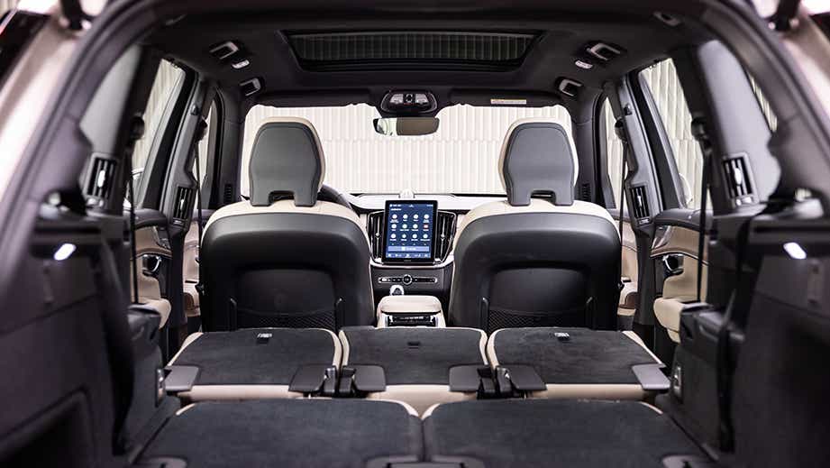 interior view of a Volvo XC90 with rear seats folded down