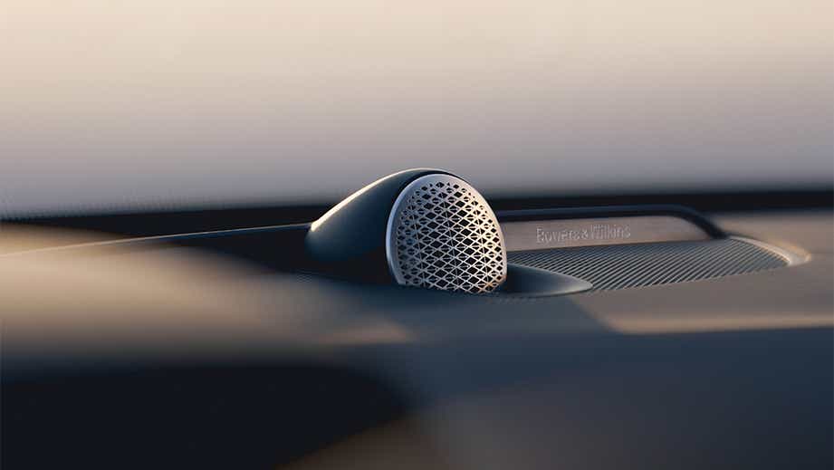 Close-up of interior speaker grille in a Volvo XC90