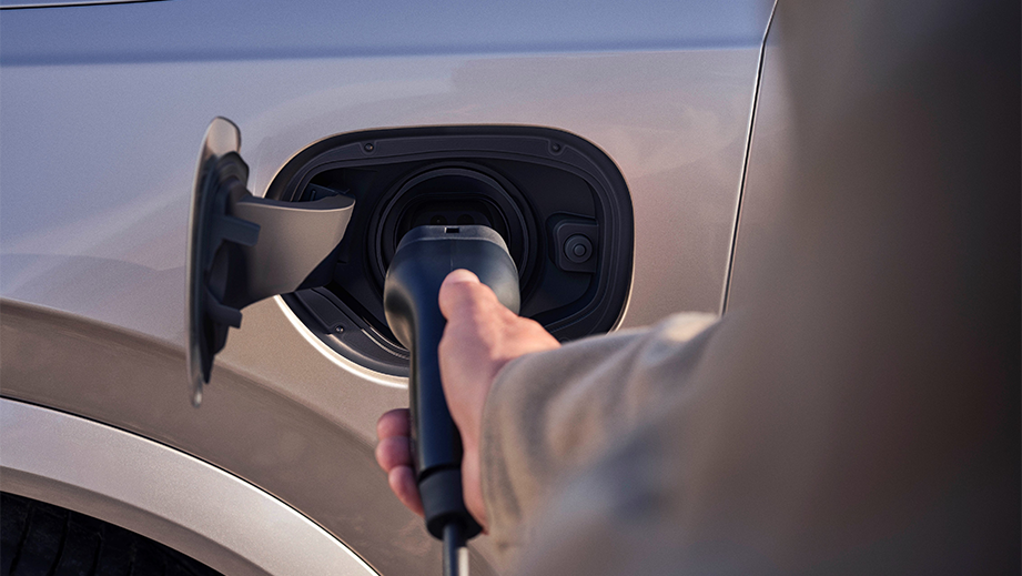 Charging port close-up of a Volvo XC90
