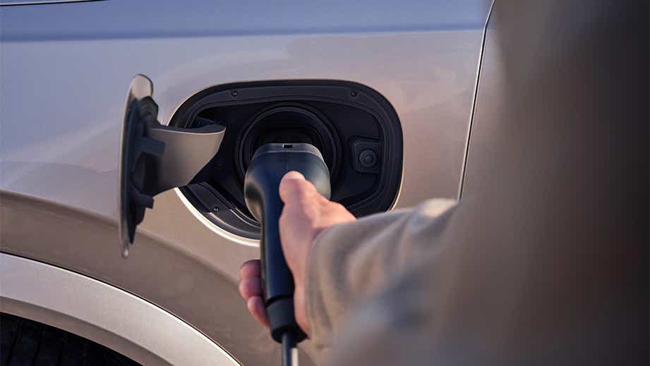 Charging port close-up of a Volvo XC90
