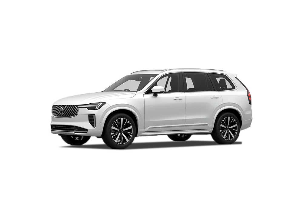 front three-quarter view of a Crystal White Volvo XC90