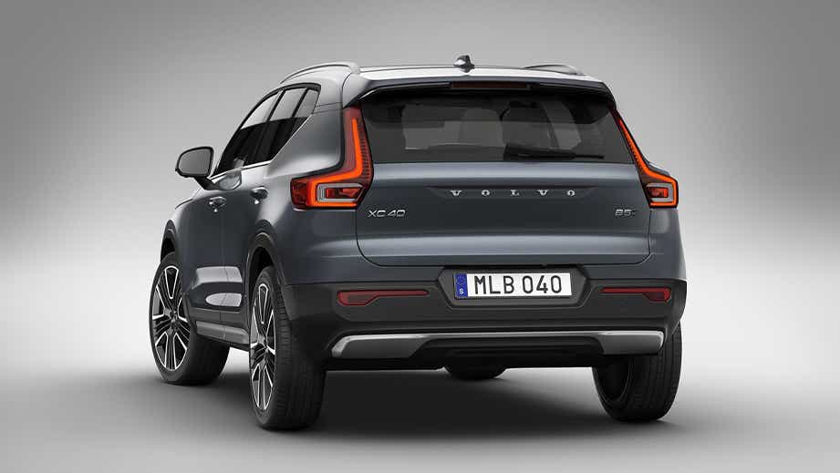 rear view of a Denim Blue Volvo XC40 Recharge