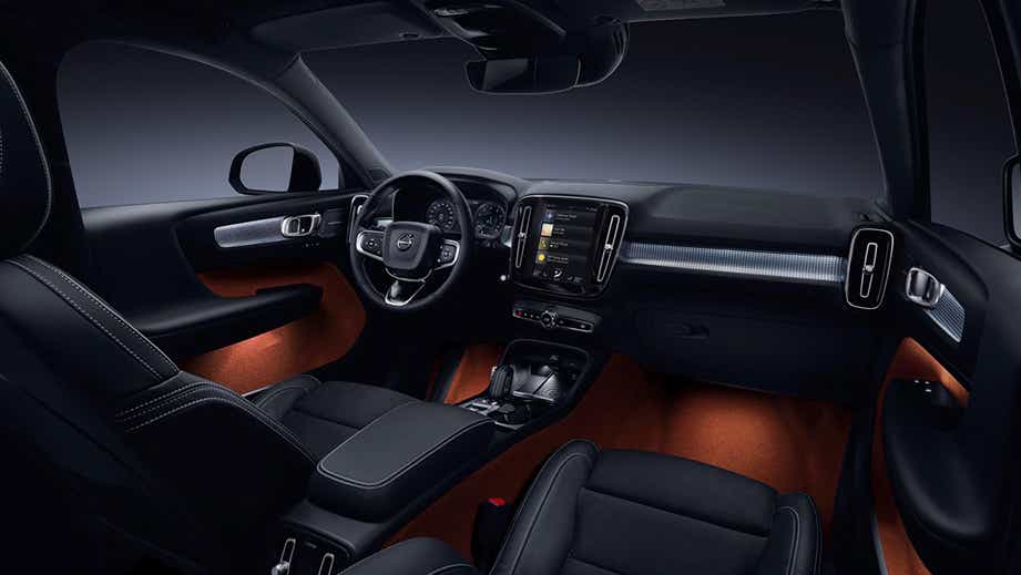 interior dashboard of a Denim Blue Volvo XC40 Recharge