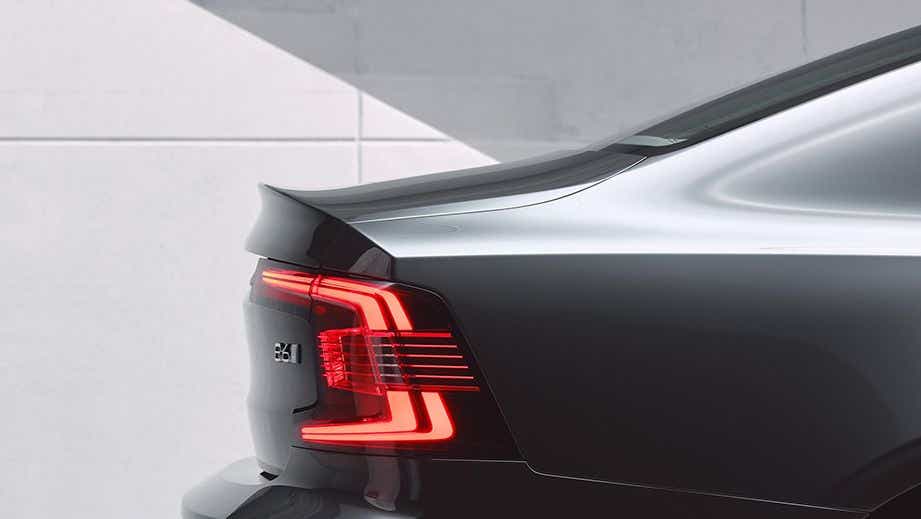 rear section of a Onyx Black Volvo S90