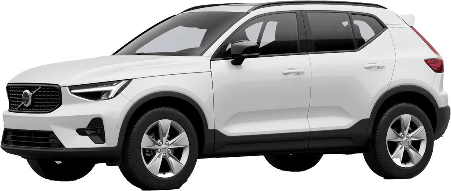 front three-quarter view of a Crystal White Volvo XC40