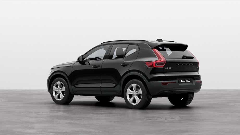 rear three-quarter of a Onyx Black Volvo XC40