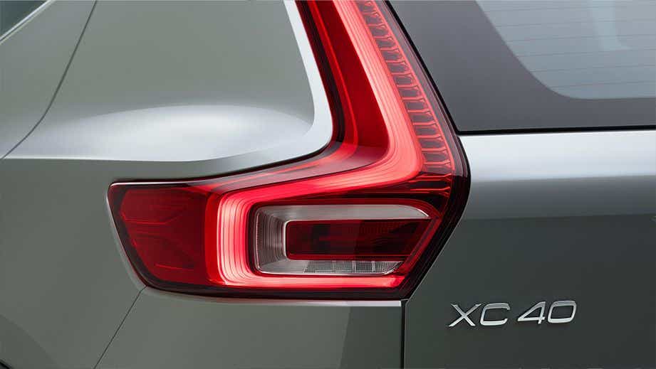 Rear taillight and badge view of a Volvo XC40