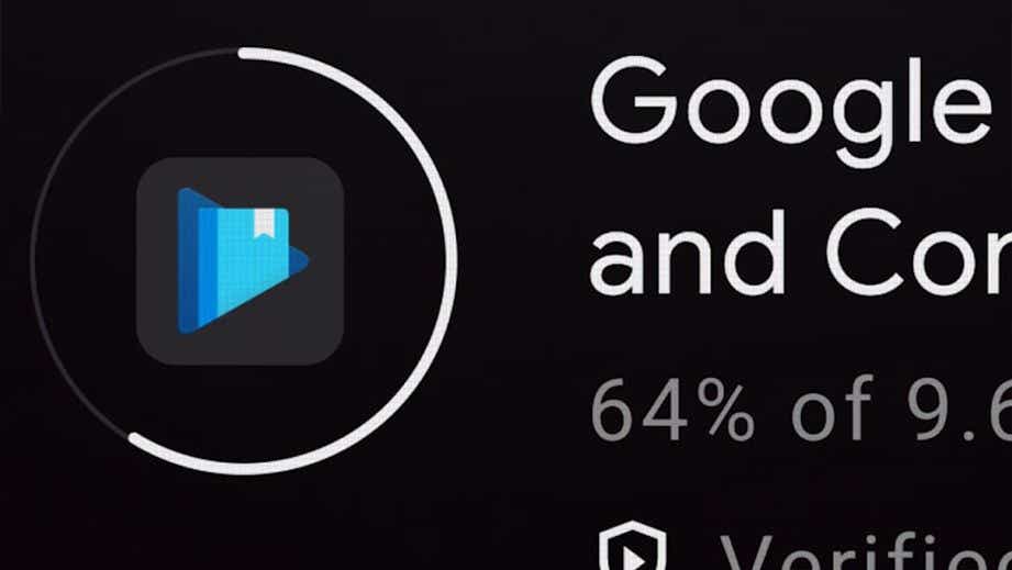 Close-up of Google Play Books app icon during installation progress