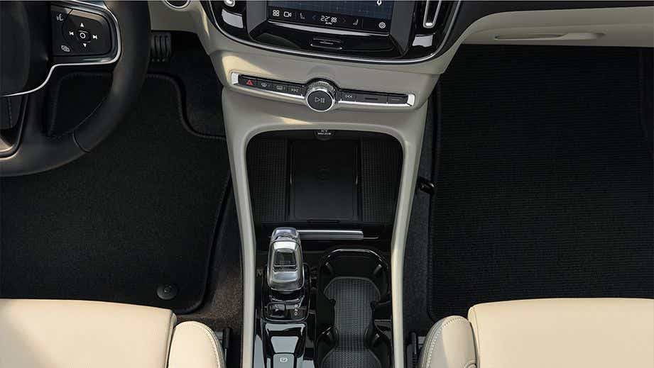 Interior center console view of a Volvo XC40