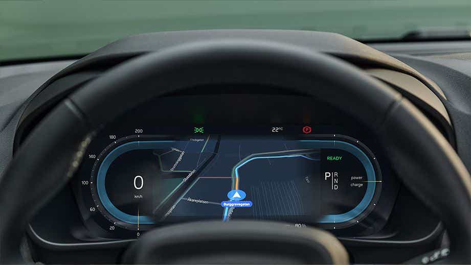 Digital instrument cluster of a Volvo XC40