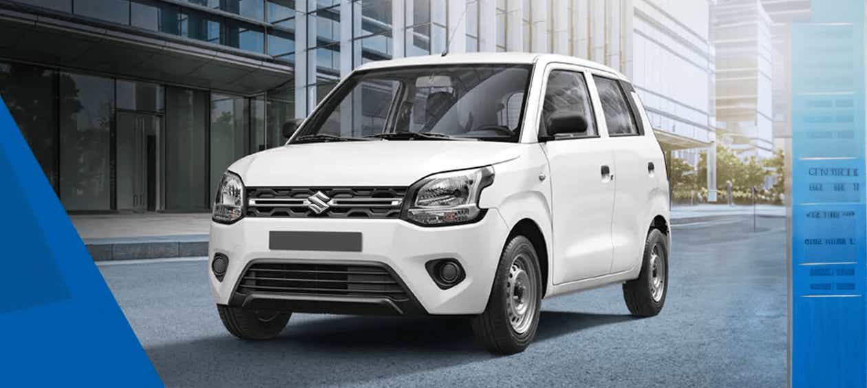 front three-quarter of a Solid White Maruti Suzuki Wagon R tour