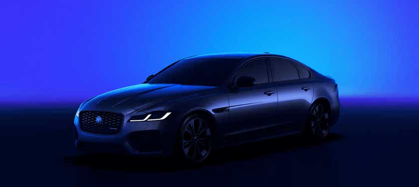 Front three-quarter view of a Jaguar XF