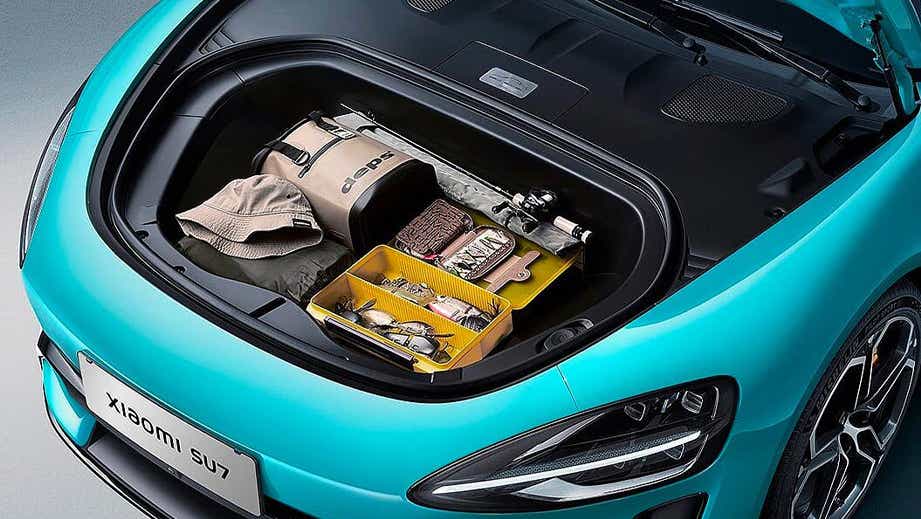 Front trunk storage area of a Xiaomi SU7