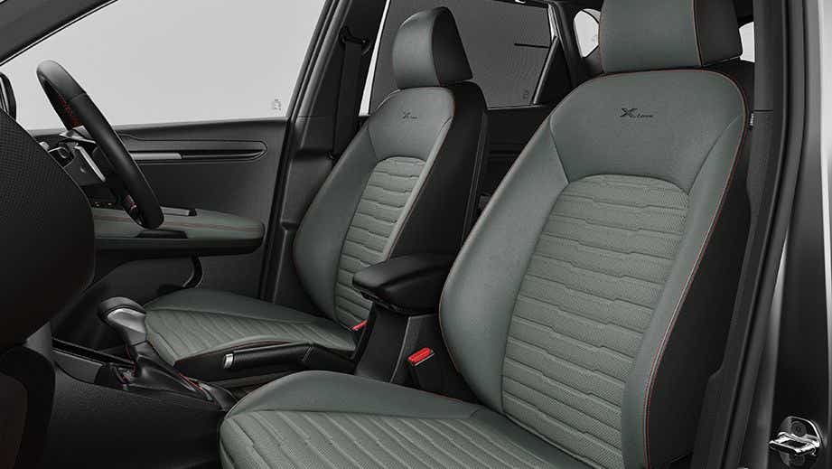 front seat and dashboard view of a Kia Sonet