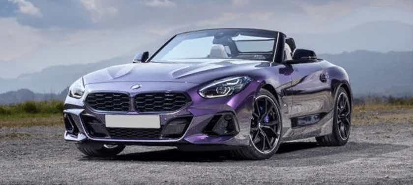 Front three-quarter view of a Thundernight Metallic BMW Z4