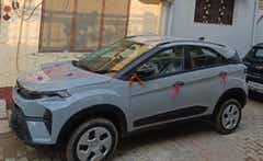 front side view of a Pure Grey Tata Nexon