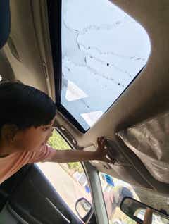 Sunroof interior view of a Kia Sonet