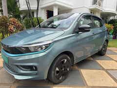 front three-quarter view of a Tata Tiago EV