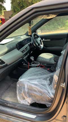 Interior front cabin view of a Kia Seltos