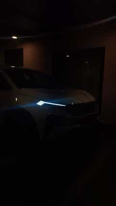 Headlight close-up of a Tata Curvv