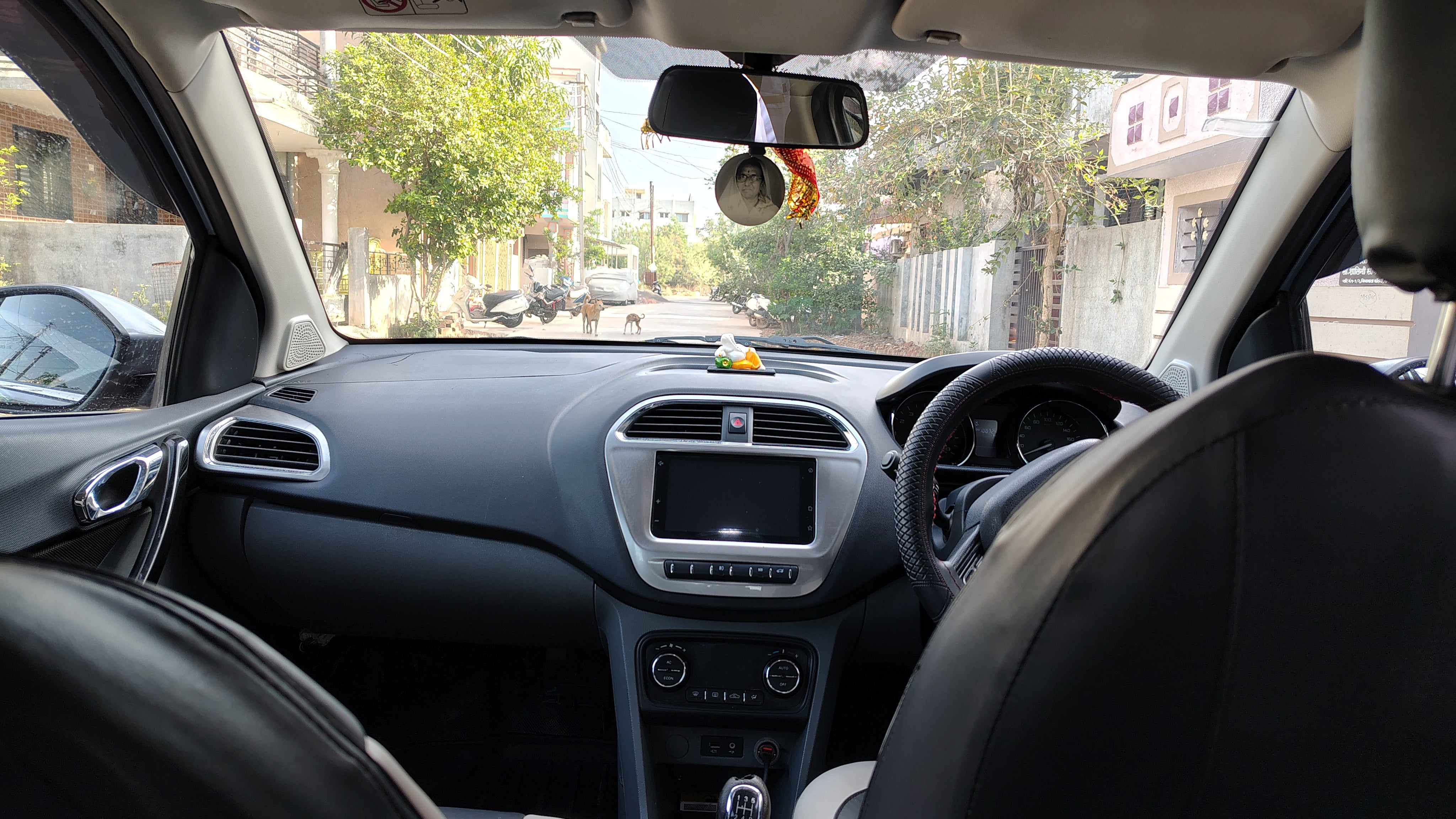 dashboard and steering wheel of a Tata Tigor