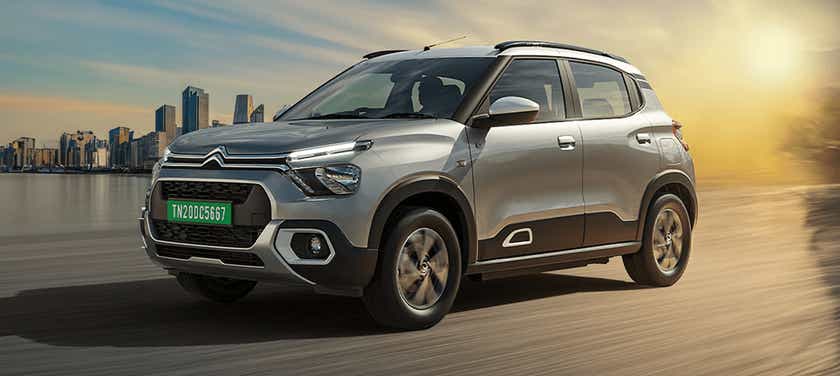 front three-quarter view of a Citroen eC3