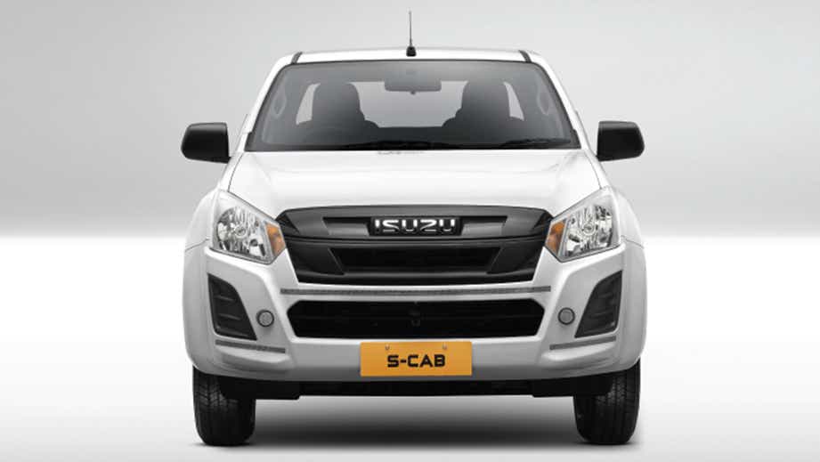 Front view of a Splash White Isuzu S-CAB