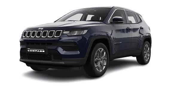 front three-quarter view of a Brilliant Black Jeep Compass