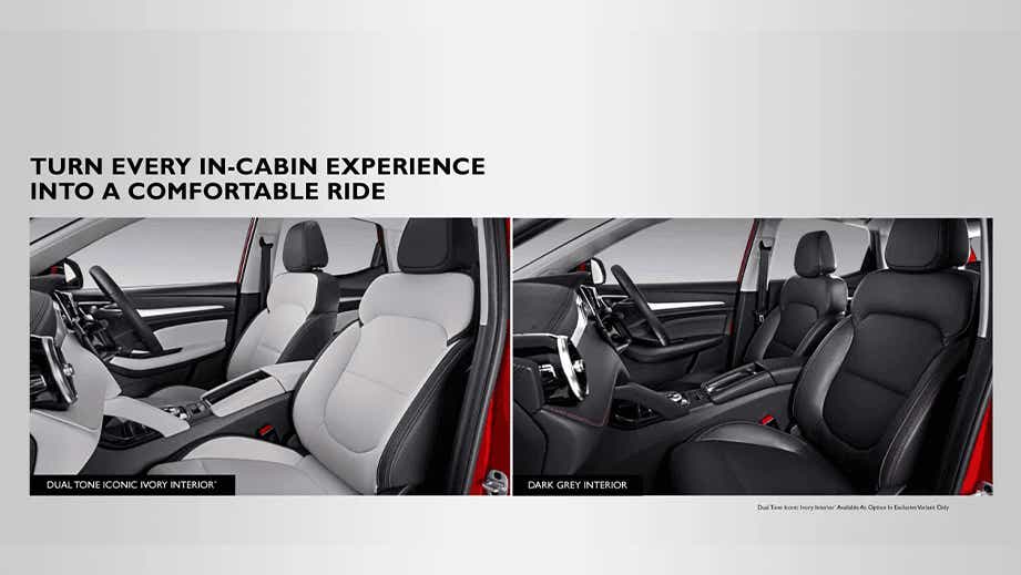 interior view of an MG ZS EV