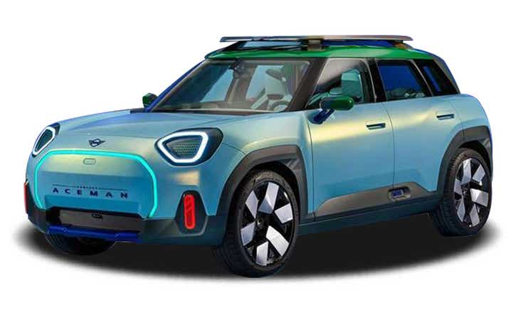 front three-quarter view of a Light Blue Mini Aceman