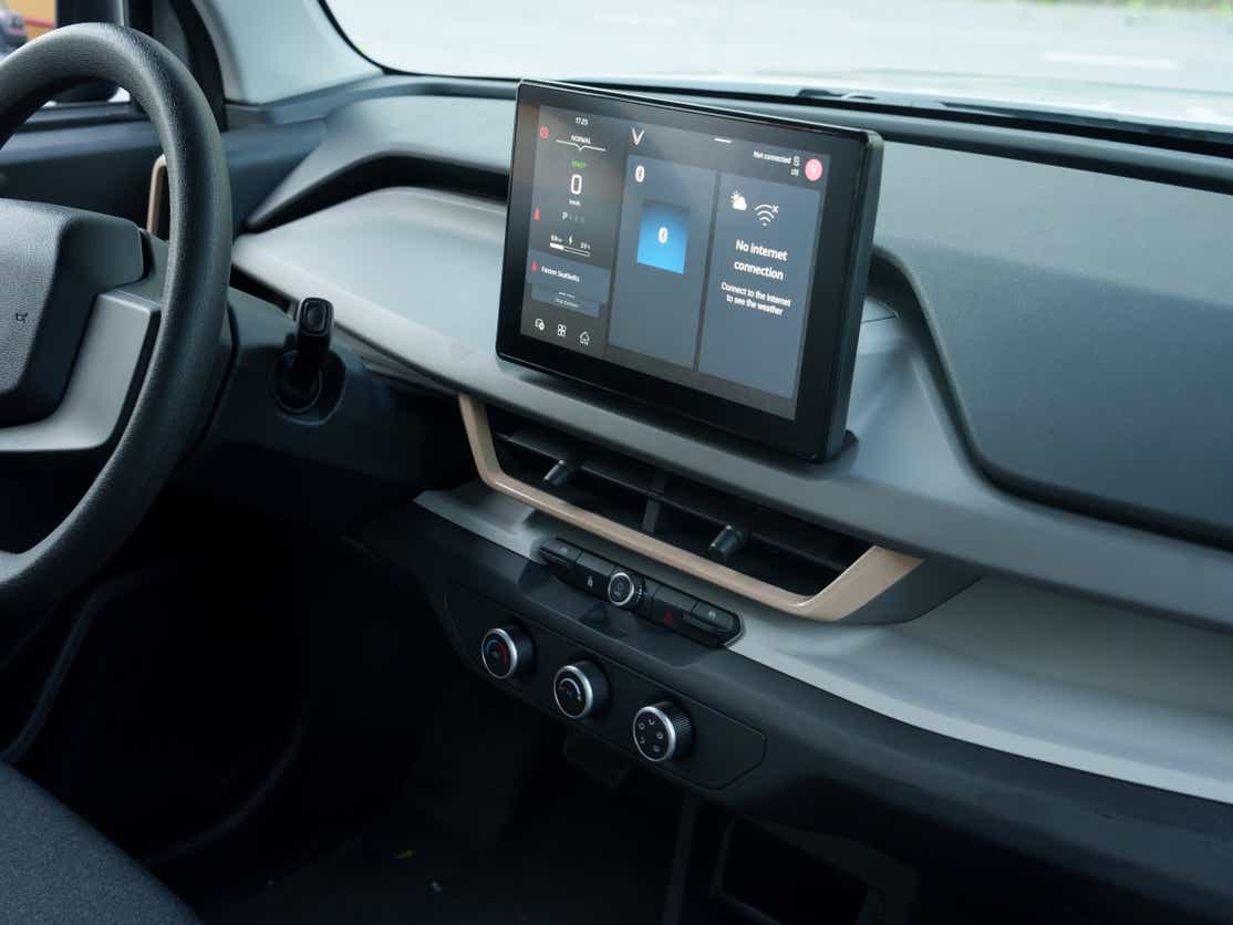 Interior dashboard view of a Vinfast VF 3