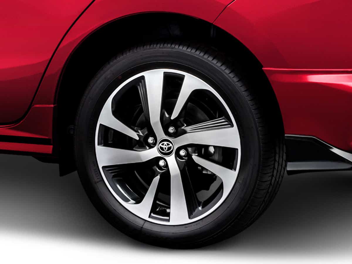 close-up of a wheel of a Toyota Yaris Hatchback