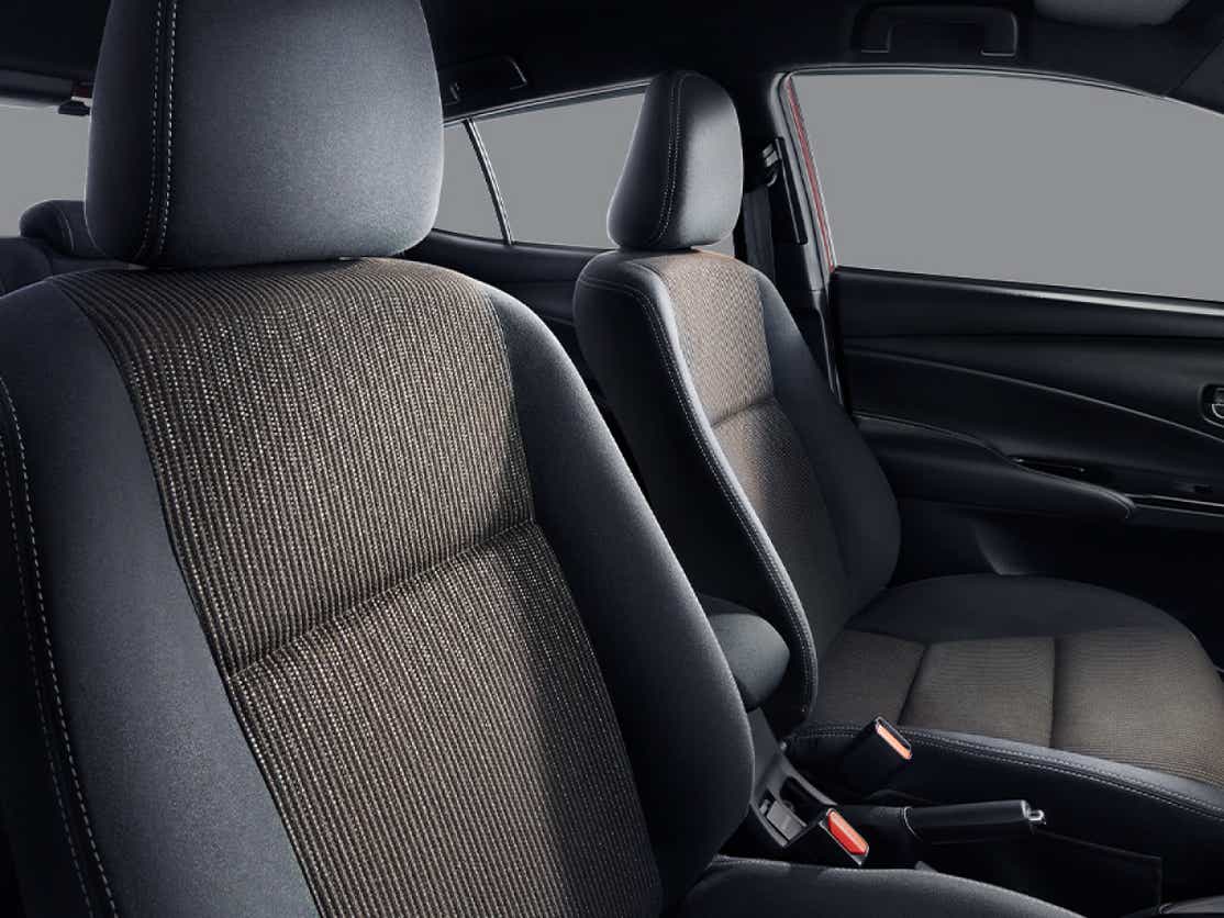 front seats and interior of a Toyota Yaris Hatchback