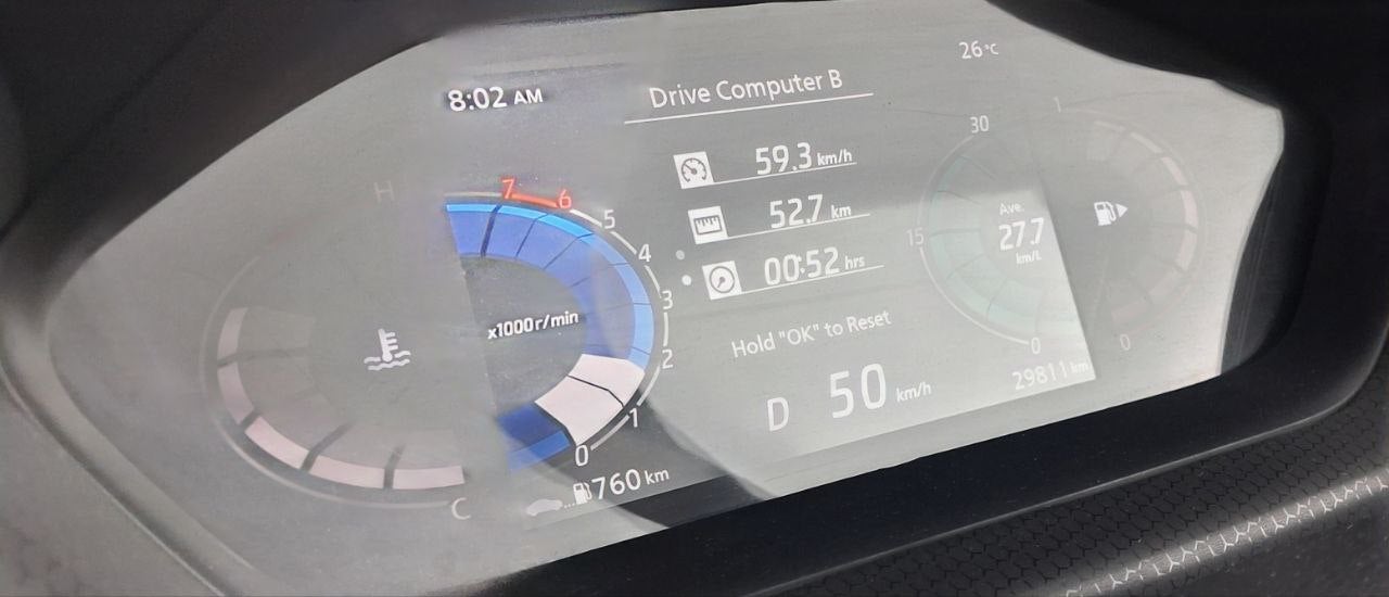 instrument cluster display of a Nissan Magnite 2020-2023