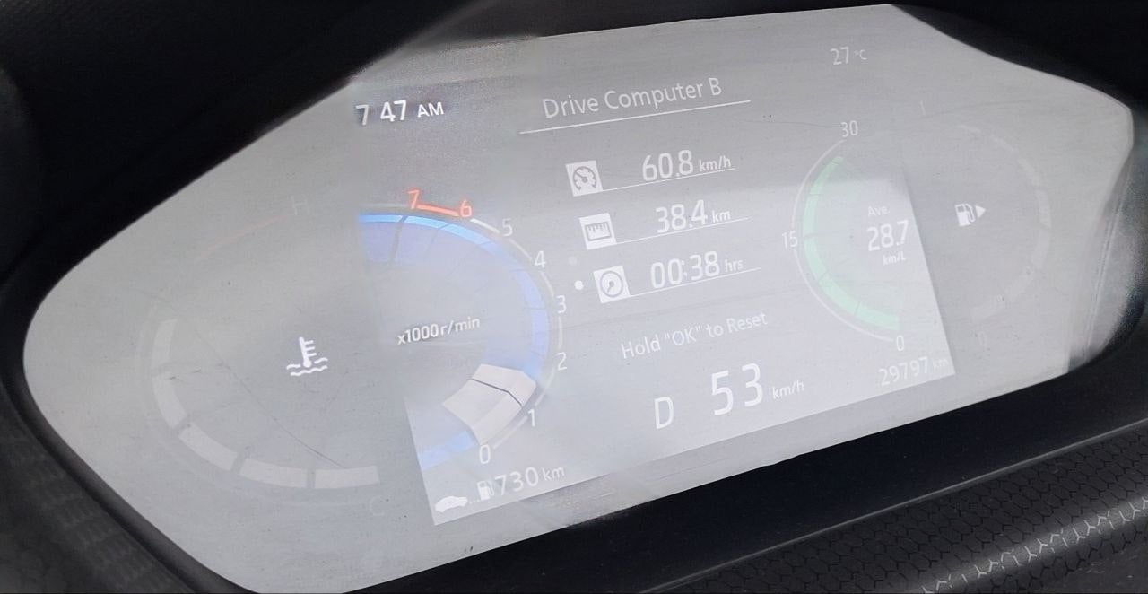 Instrument cluster display of a Nissan Magnite 2020-2023