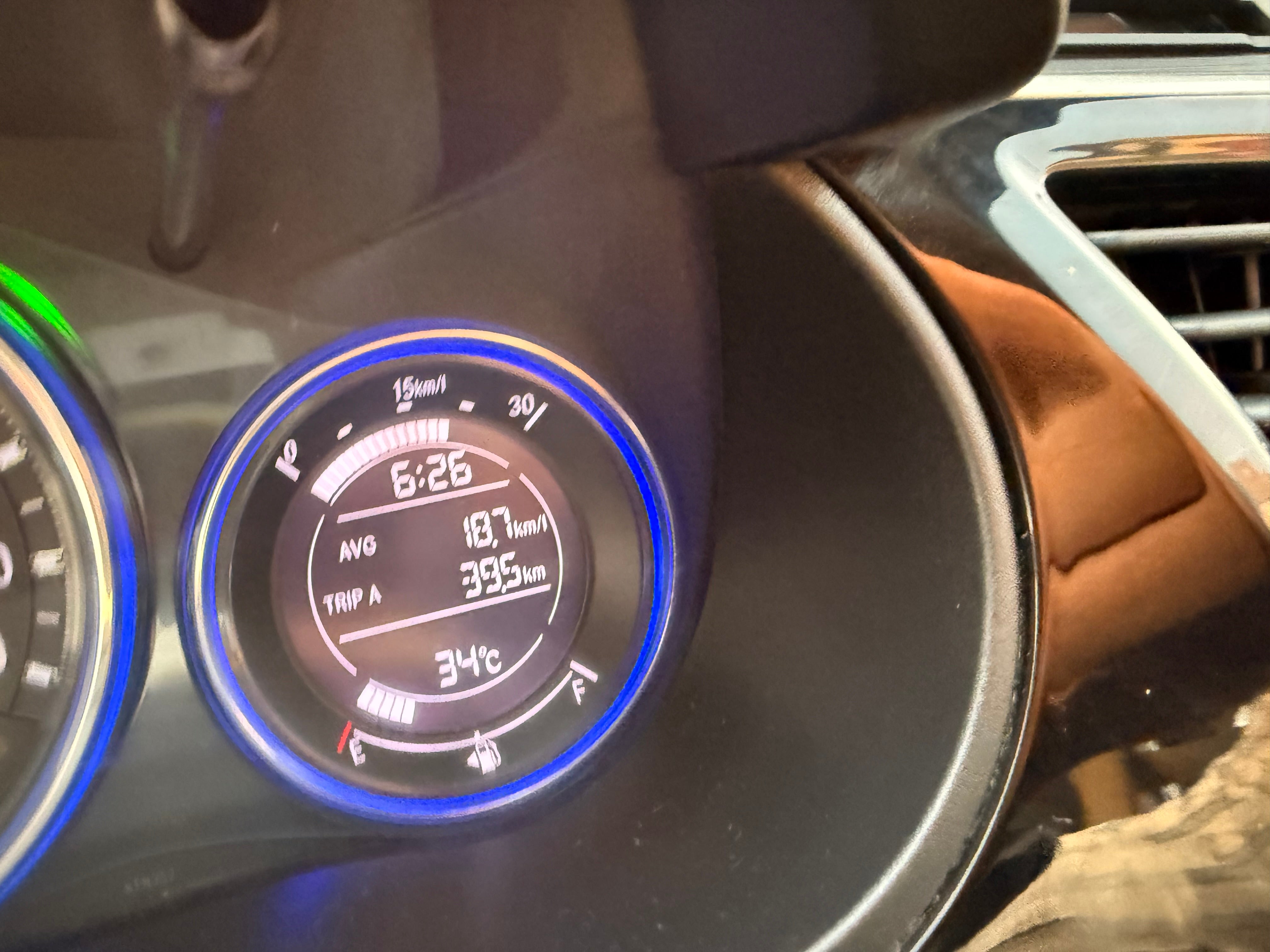 Dashboard close-up of a Honda City