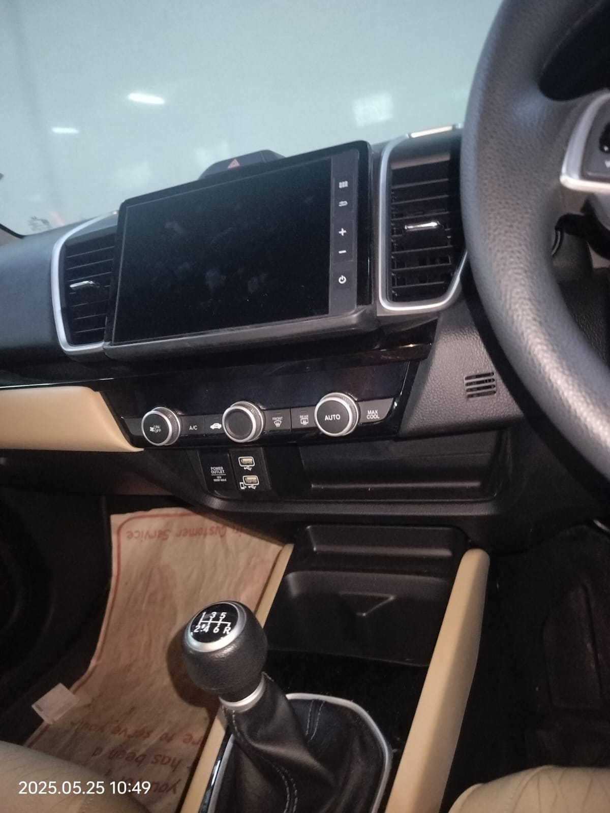 Interior dashboard and gear lever of a Honda City