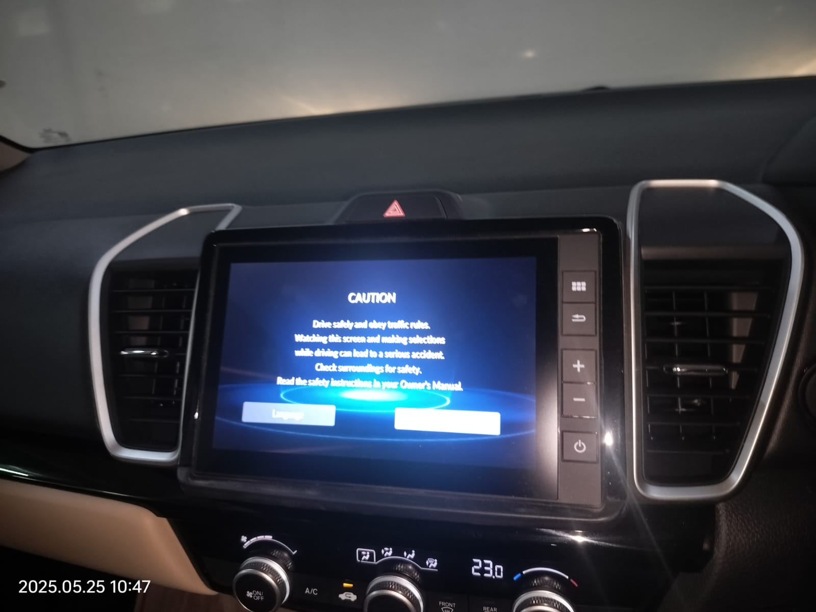 Interior dashboard view of a Honda City