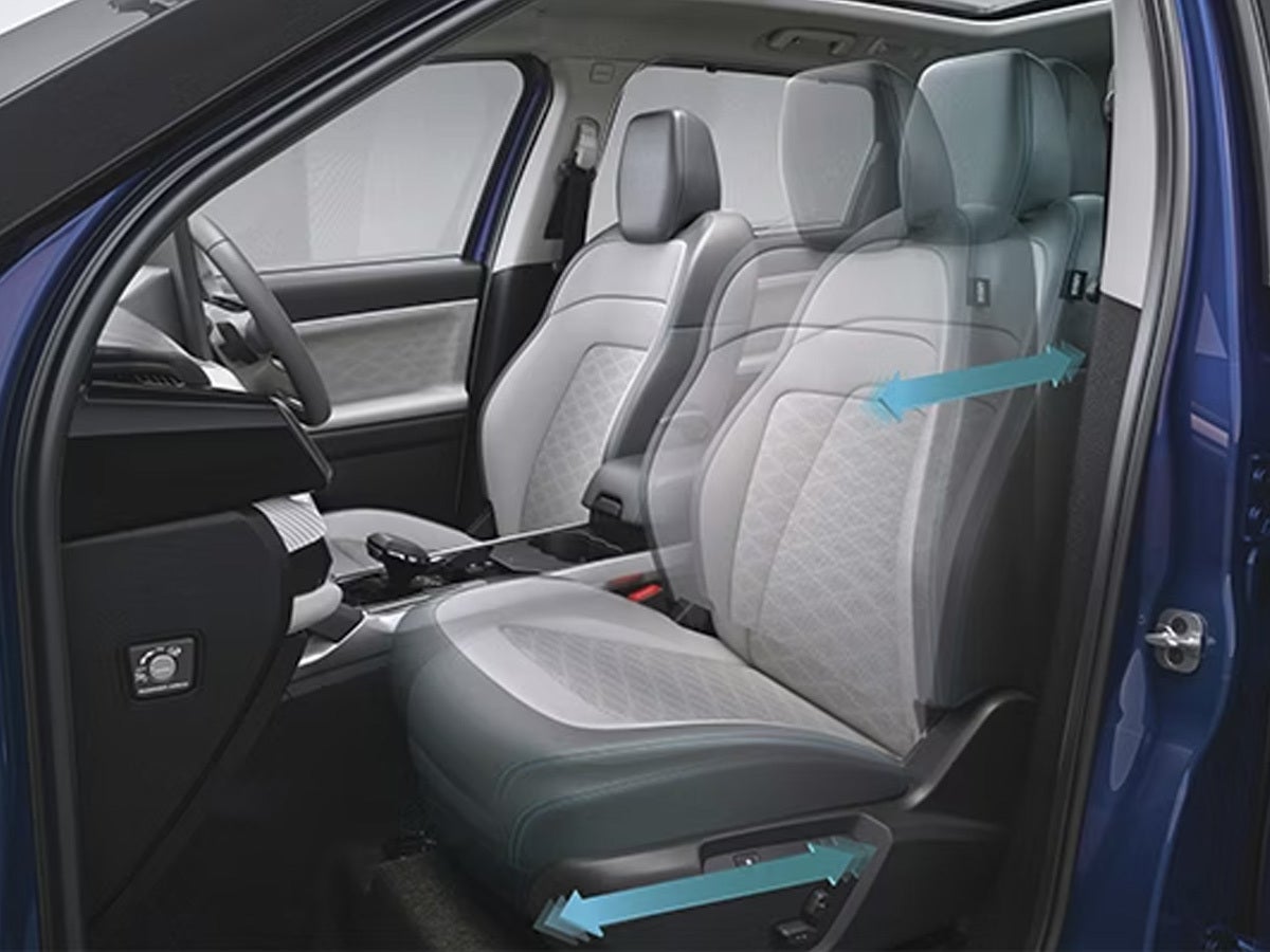 Front seats and dashboard view of a Tata Harrier EV